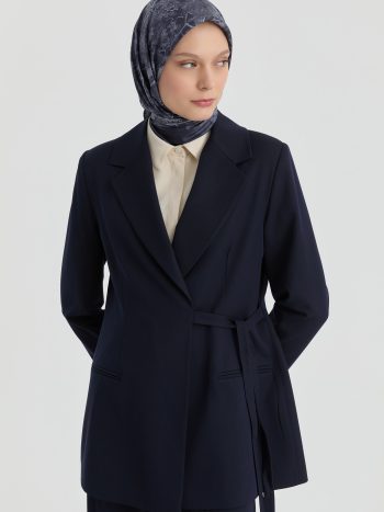 Yandan Bağlamalı Ceket - Lacivert