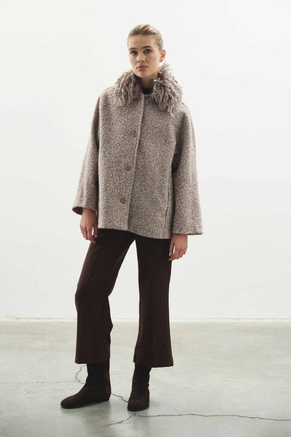 Kürk Yaka Kısa Vizon Mont