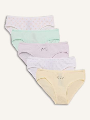 Desenli 5'li Slip Külot Kız Çocuk
