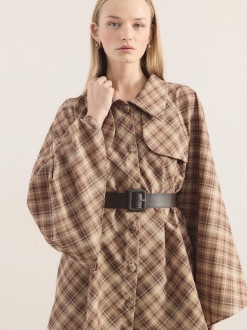 معطف ترينشو أليرلي بالشطرنج - اللون البني