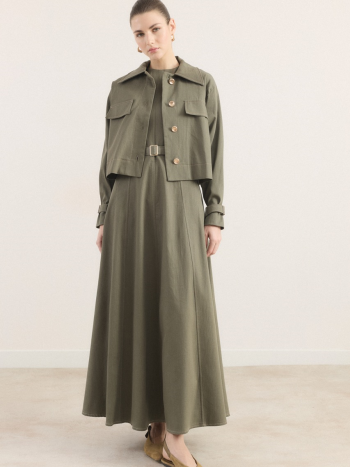 فستان جينز أريليا - لون أخضر كاكي