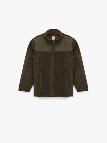 Erkek Bebek Uzun Kollu Cepli Dik Yaka Fermuarlı Polar Sweatshirt