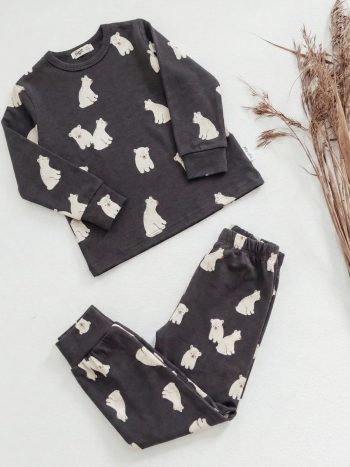 Baskılı Pijama Takım 1-5 Yaş Antrasit
