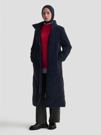 معطف أرمين المخمّط 25K7928 باللون الأزرق الداكن