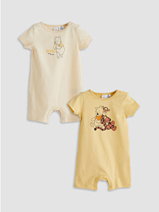 Sarı Winnie The Pooh Baskılı Erkek Bebek Tulum 2'li