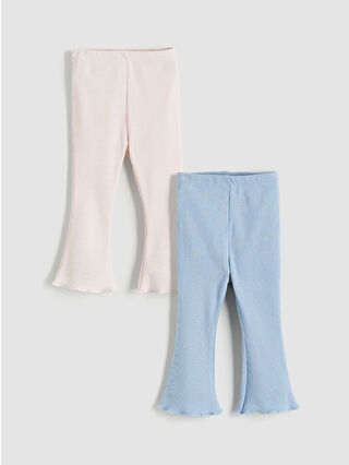 Pembe Beli Lastikli Basic Kız Bebek Tayt 2'li