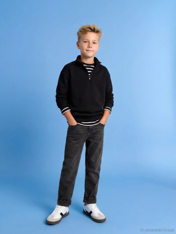 بنطلون جينز أطفال أولاد أنثراسيت Regular Fit