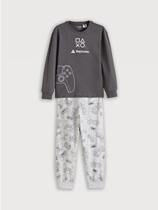 Gri PlayStation Baskılı Erkek Çocuk Pijama Takımı