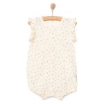 Newborn Girl Baby Short Romper Organic My Mushroom Ecru