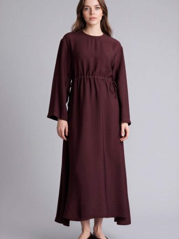 Beli Lastikli Midi Elbise