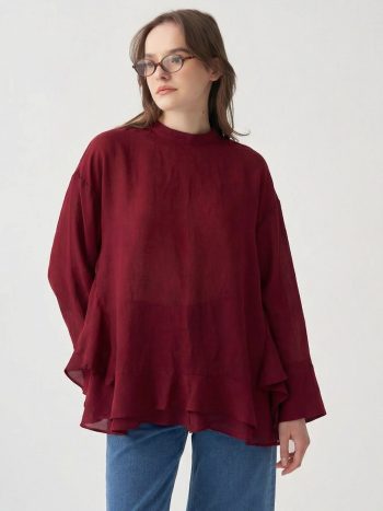 Bordo-Volan Detaylı Gömlek