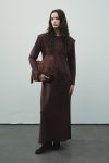 Aller Detailed Compact Cotton Burgundy Dress