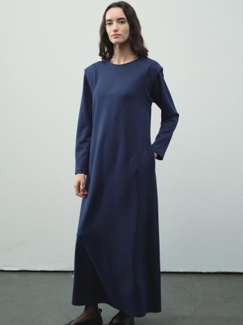 Aller Detaylı Compact Pamuklu Lacivert Elbise