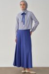 Six-Panel Stitch Detail Skirt - Saxony Blue