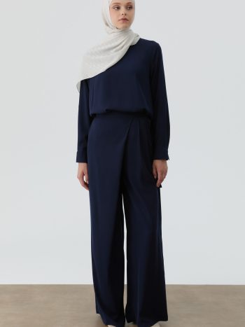 Anvelop Pileli Pantolon - Lacivert