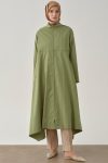 Asymmetric Cut Low Sleeve Raincoat - Olive