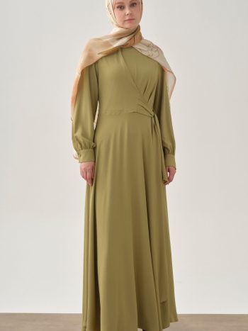 Belted Wrap Dress - Olive