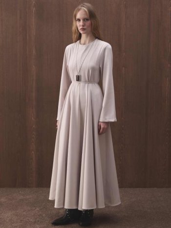 Waist-Gathered Stone Detail Dress