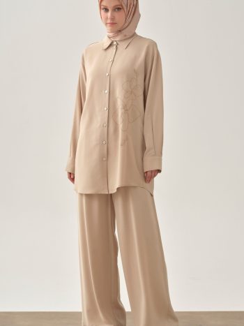 Beli Lastikli Pantolon - Bej