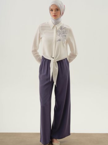 Beli Lastikli Pantolon - İndigo