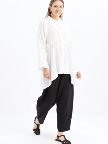 White Asymmetric Cut Buttoned Shirt