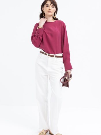 White Wide-Leg Denim Trousers