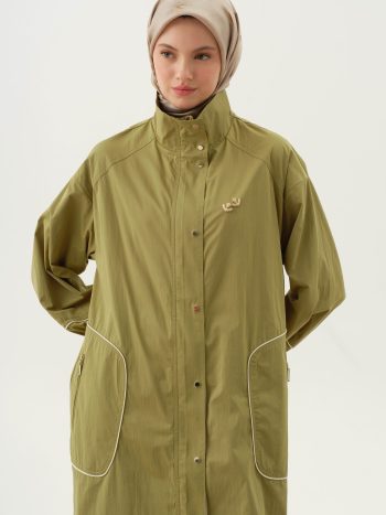 Boru Detaylı Yağmurluk - Zeytin Yeşili