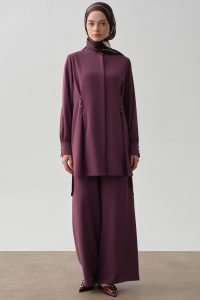 Wide Leg Pocket Trousers - Plum