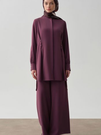Wide Leg Pocket Trousers - Plum