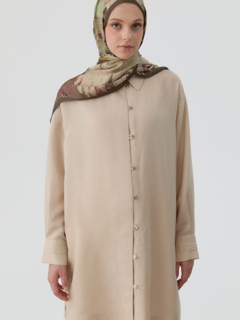 تونيك بريت بأزرار وشق - بيج