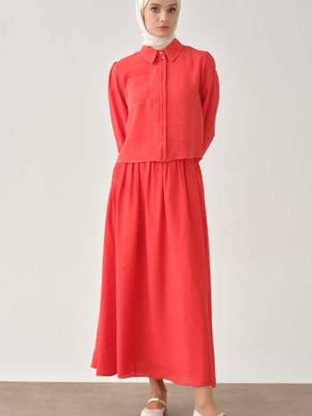 Ruched Skirt - Coral