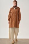 Drawstring Zippered Raincoat - Coffee