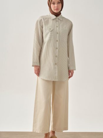 Cepli Bol Paça Pantolon - Ekru