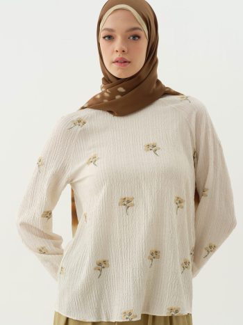 Floral Pattern Blouse - Khaki