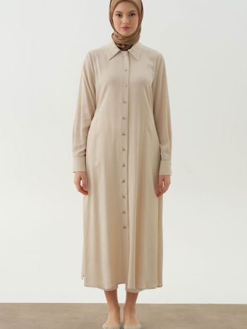 Double Wrap Belt Long Tunic - Beige