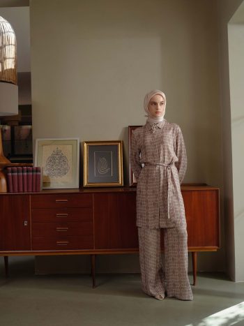 Patterned Tunic Trouser Set - Mink