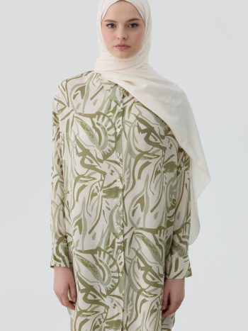Low-Sleeve Patterned Tunic - Khaki
