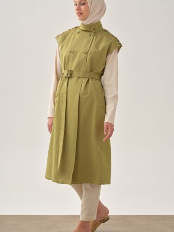 Low Shoulder Crossover Vest - Olive