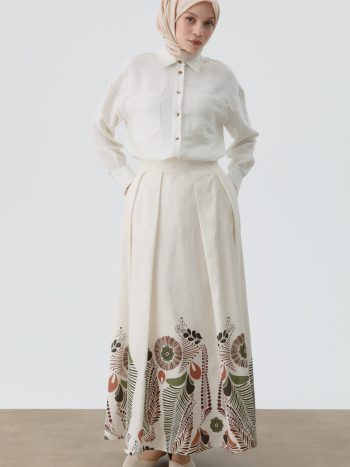 Etnik Desenli Etek - Bej