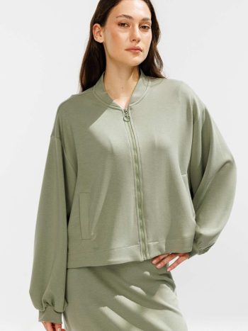 Çağla Bomber Jacket with Zipper Detail