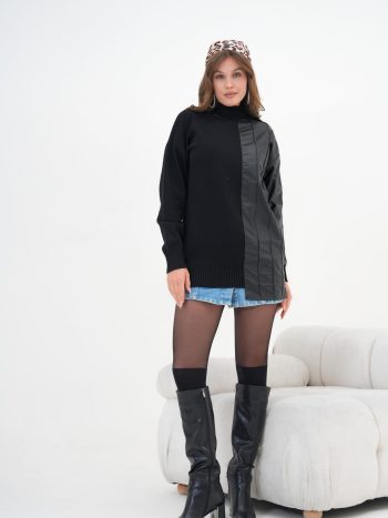 FTZ Women's Button-Detailed Tunic in Black 20825