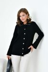 FTZ Women's Eyelet Detail Knit Shirt Black 20820