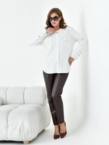 FTZ Women's Polo Neck Sweater in Ecru 20786