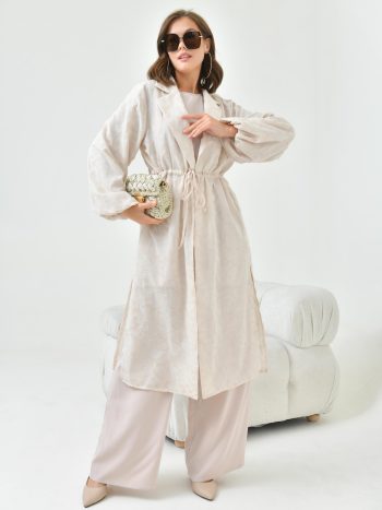 FTZ Women's Beige Jacquard Three-Piece Suit 30847