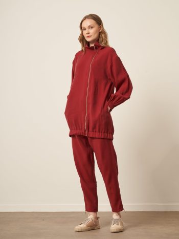 FTZ Women's Modal Fabric Pants Suit in Burgundy 30716