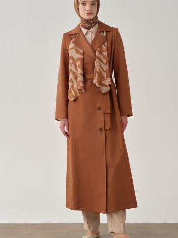 Garni Scarf Detailed Trench Coat - Taupe