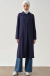 Wide Cuff Coat - Navy Blue