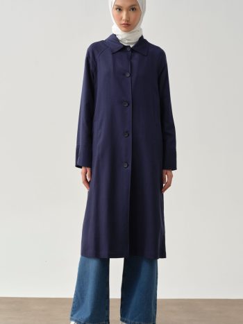 Wide Cuff Coat - Navy Blue