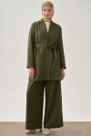 Pleated Trousers with Hidden Pockets - Khaki