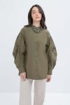 Khaki Belted Viscose Shirt Tunic